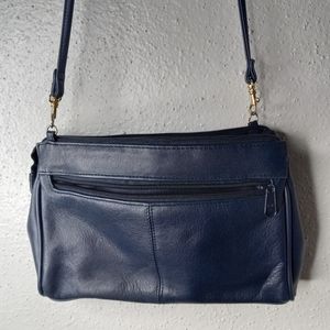 Amanda Smith Bag Genuine Supple Leather Crossbody Minimalist in Dark Navy 10x7